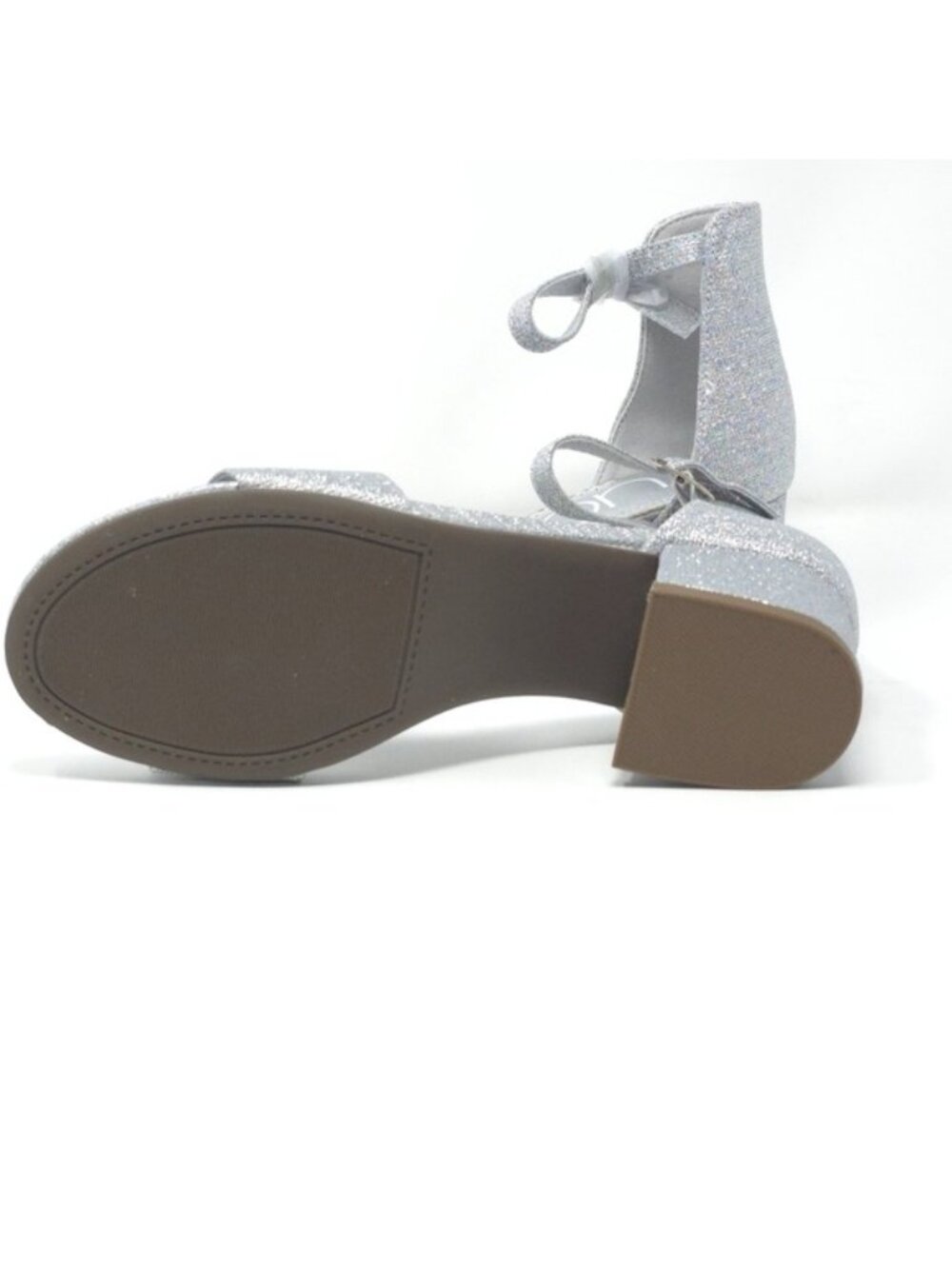 Sugar Noelle Silver Glitter Ankle Strap Block Heel Sandals Size 6M - Picture 6 of 11